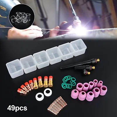 £16.79 • Buy 49pcs Welding Torch Stubby Gas Lens TIG Pyrex Glass Cup Kit For WP-17/18/26