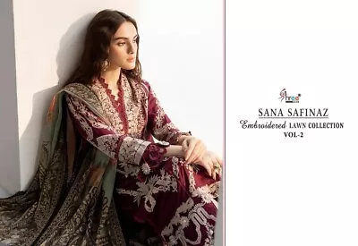 Ladies Pakistani Lawn Designer 3 Piece Suit Unstitched Sana Safinaz  • £24.77