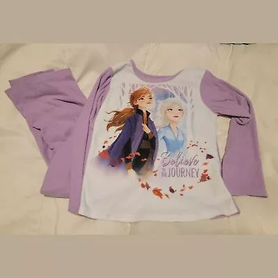 Frozen Elsa Anna Girls Pajamas Disney 6/6x Purple Long Sleeve 2 Piece Set • $5.99