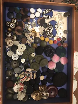 Lot Of 176 Vintage AntiqueButtons Mix Metal Plastic Large Small Fabric Coat • $19.99