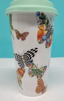 MacKenzie Childs Butterfly Garden Double-wall Porcelain Travel Cup 14 Oz. • $35