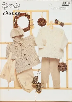 £4.49 • Buy Wendy Knitting Pattern 4360 Jacket & Duffle Coat 22-30  Chunky Hooded Girls Boys