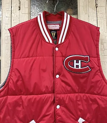 Montreal Canadiens Mitchell Ness Puffer Vest Vintage Hockey Red XL-3X • $44.99