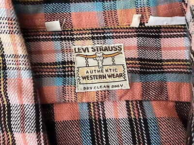 LEVI AUTHENTIC WESTERN WEAR LONGHORN COTTON PLAID SHIRT SIZE L Red Blue Yellow • $119.99