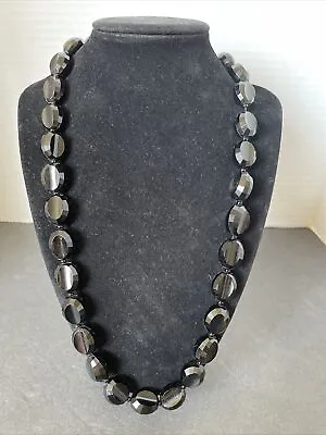 £12.85 • Buy VINTAGE West Germany Black  Beaded Necklace Plastic Faceted 23”