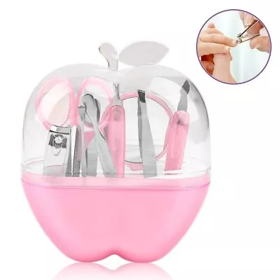 Manicure Set 9pcs Grooming Kit Stainless Steel Pink Apple Plastic Travel Gift • $6.99