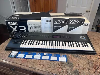 KORG X3 Synthesizer Keyboard Music Workstation Black Used Manuals Discs Case • $499