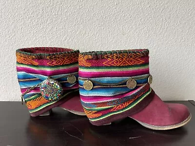 Leather Spanish Ankle Boots MISIGABRIELLA Custom Boho Sz. US 8.5 EUR 39 • $69.99