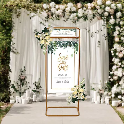 Metal Wedding Venue Decor Stand Welcome Sign Arch Stand Advertising Shelf Gold • $65