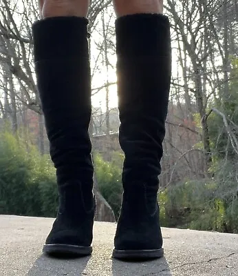 Veronique Branquinho Black Suede Shearling Lined Boots Size EU 36.5 US 6 1/2 • $90