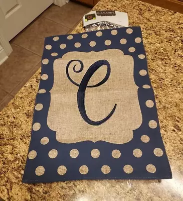 Kirkland's Burlap Monogram Garden Flag Letter  C  ~ 18  X 12  NEW ~ C - NavyBlue • $12