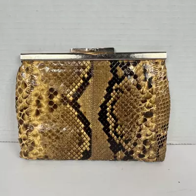 Vintage Snakeskin Clutch Purse Rare Python Reptile  Bag Shoulder Straps • $21.75