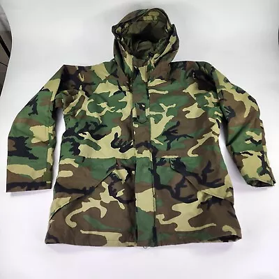 US Military Cold Weather Camouflage Men's Parka Jacket Size L Green Hoodie Coat  • $62.80