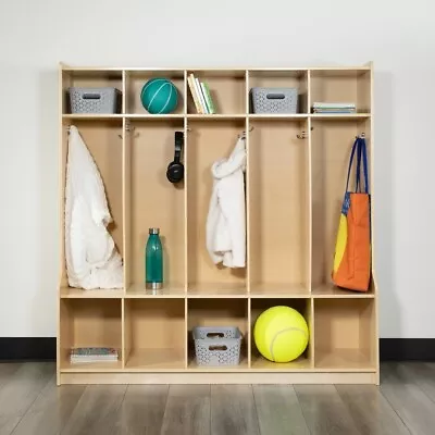 Locker Storage Coat Entry Way Shoe Hook Hall Wooden 5 Cubbies Rack Mom Life Hack • $426.23