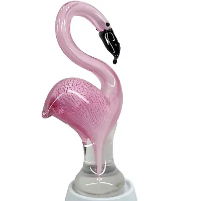 Murano Style Dynasty Glass Art Glass Tropical Pink Flamingo Figurine VTG MCM • $34.95