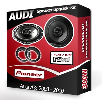 Audi A3 Front Door Speakers Pioneer Car Speakers + Adaptor Pods 300W • £71.99