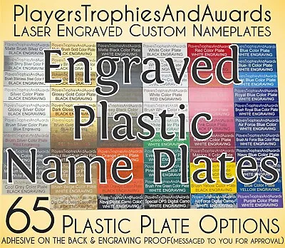 Engraved Name Plate PLASTIC Custom Tag Several Sizes Proof INCL Players Trophies • $5.49