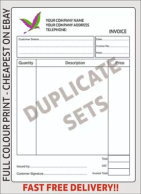 4x A6 Invoice Receipt Pad Books | Personalised | NCR Duplicate Sets | FREE P&P  • £15.99