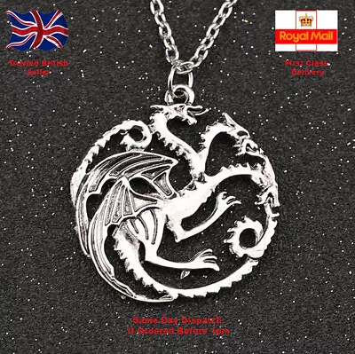 Game Of Thrones Dragon Necklace Song Of Ice And Fire Hydreigon Antique Silver  • £3.49