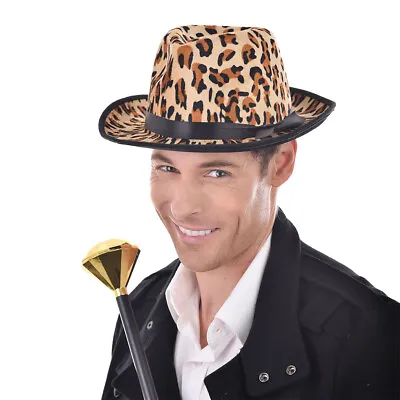 Gangster Hat Leopard Skin Gatsby Pimp Mafia 1920s Adult Costume Accessory Men • $11.20