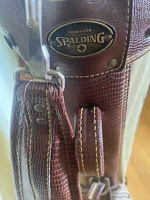 Vintage Spalding Golf Bag USA Made 14-Way Divider Leather Fleece Shoulder Strap • $85.59