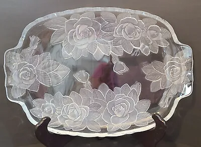 Mikasa Studio Nova Frosted / Clear Crystal Roses Tray / Serving Platter - EUC • $15