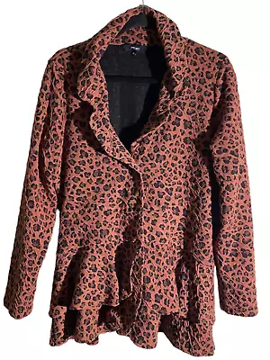 Motto Womens Button-up Long Sleeve Cardigan Top Size 16 Animal Print Ruffles • $16.09