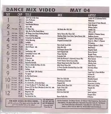 Promo Only Video MADONNA Kylie MonigueJANET JACKSON MEGAMIX 04 Enrique Iglesias  • $79.95