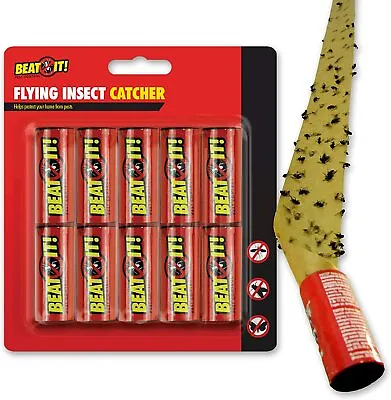 10 Fly Insect Catchers Stick Paper Wasp Ant Trap Killer Tape Aphids Pest Control • £3.75