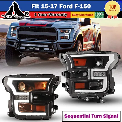 For 15-17 Ford F150 F-150 Projector Headlights With LED Sequential DRL Light Bar • $339.99