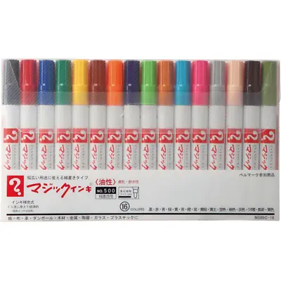 Magic Ink No. 500 16 Colour Set - Fine Oil Based Marker Pack Pen - 1-1.5mm Nib • $45.46