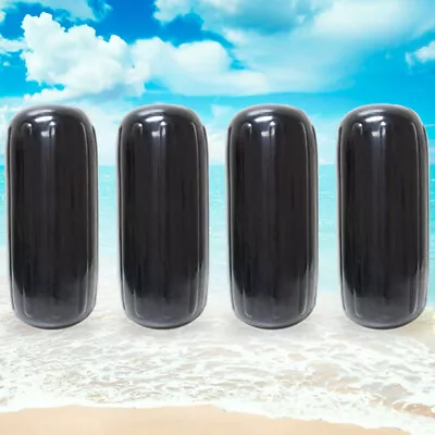 4 NEW RIBBED BOAT FENDERS 8  X 20  BLACK CENTER HOLE BUMPERS MOORING PROTECTION • $118.99