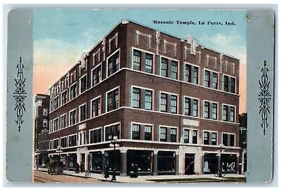 C1910's Masonic Temple Building Classic Cars La Porte Indiana IN Posted Postcard • $19.47