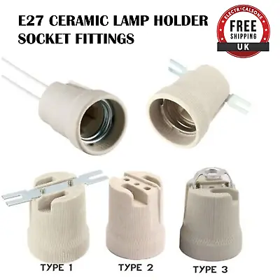 Ceramic Porcelain Light Bulb Holder E27 Edison Screw Heat Lamp Sockets Holders • £4.39