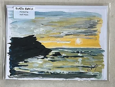 HAND PAINTED GREETINGS CARD.'Porth Beach' (NOT A PRINT) Signed By Myself • £3.99