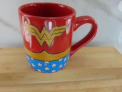 WONDER WOMAN Coffee Tea Mug Cup DC Comics Glitter Gold Red Blue  • $5
