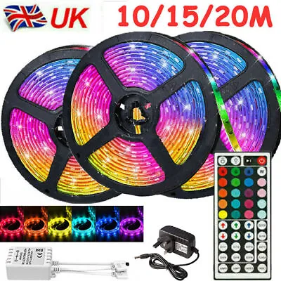 5050 RGB LED Strip Lights 1-20m Colour Changing Tape Under Cabinet Kitchen TV UK • £16.82