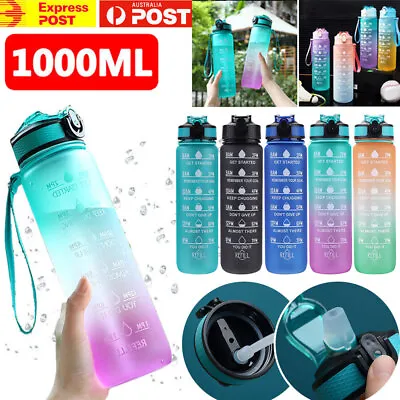 $12.39 • Buy 1L Sports Water Bottle Gym Travel Drinking Leakproof Bottle With Straw BPA Free