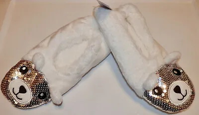 Fuzzy Babba Slipper Socks * White And Silver Bear * 0ne Size * Cute * • $9.99