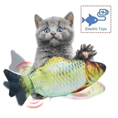 Cat Flopping Fish Cat Toy Motion Activated Motorized USB Rechargeale Cat Toy • $9.49