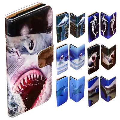 For Samsung Galaxy Series - Shark Theme Print Wallet Mobile Phone Case Cover #2 • $13.98