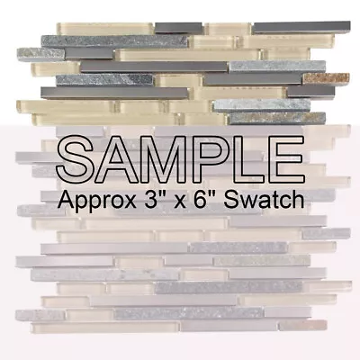 Stone Metal Glass Tile Mosaic Thin Linear Kitchen Wall Backsplash Gulf Beige • $4