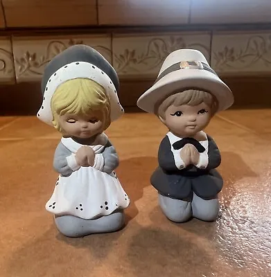 Thanksgiving Praying Pilgrim Boy & Girl Figurines Vintage - Table/Shelf Decor • $12.99