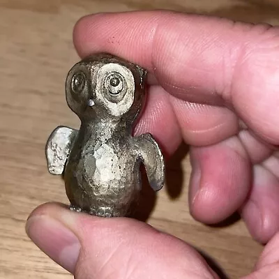 Owl Figure Sterling Silver Plated Metal Vintage Miniature Hand Antiqued 1.5” • $7.99