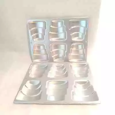 Wilton Mini Tier Wedding Anniversary Cake Baking Pan Dish Vintage 2003 Set Of 2 • $24.99