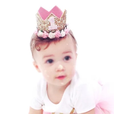 Baby Girl 1st Birthday Flower Princess Crown Party 1 Year Hairband Tiara UK CO • £4.70