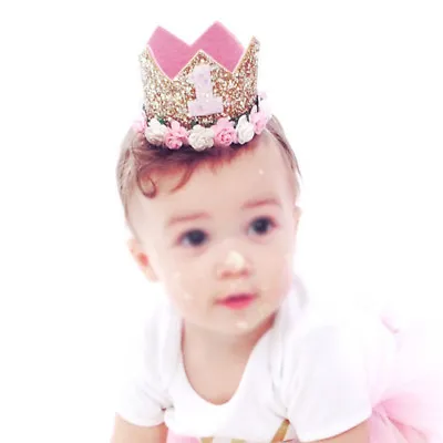 Baby Girl 1st Birthday Flower Princess Crown Party 1 Year Hairband Tiara UK Zz • £3.92