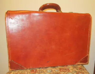 Vintage Leather SuitcasePresto Lock Co.1950'sPhoto Prop Retro Leather Luggage • $75