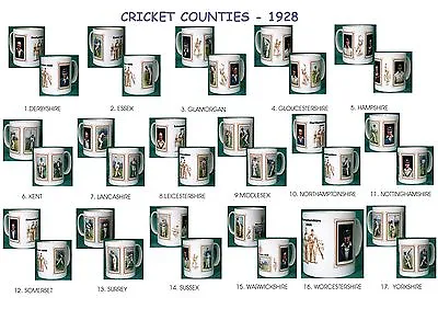 £7.99 • Buy Cricket 1928..english Counties...mugs.17  Designs.new.bnib