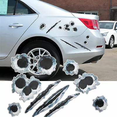 3D Bullet Holes Scratches Vinyl Car Side Door Fender Trunk Graphic Decal Sticker • $7.96